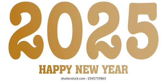 2025 3D numbers, New Year gold logo vector isolated