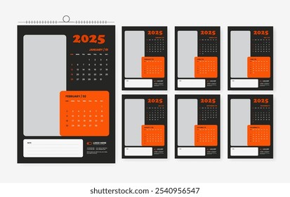 2025 6page wall calendar design template