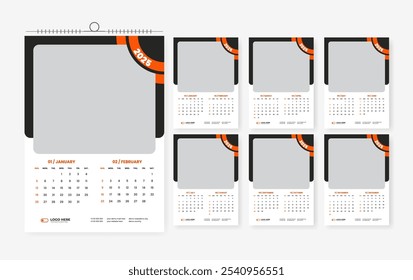 2025 6page wall calendar design template