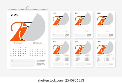2025 6page wall calendar design template