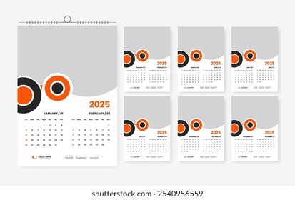 2025 6page wall calendar design template