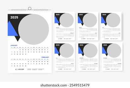 2025 6page wall calendar design template