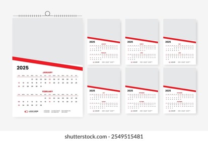 2025 6page wall calendar design template