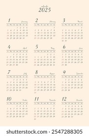 2025 Annual Calendar
Retro Vertical