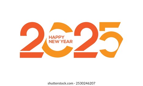 2025 Background, Happy New Year 2025 Red Color, Design template with typography logo 2025 for celebration and season decoration. Minimalist trendy background for branding, banner, cover, card.