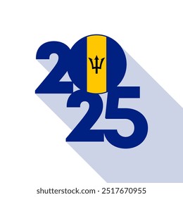 Banner 2025 mit Barbados-Flagge im Inneren. Vektorgrafik.