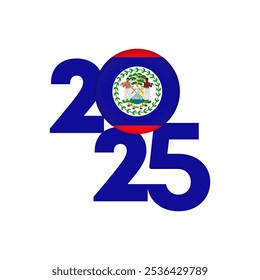 Anuncio de 2025 con la bandera de Belice en el interior. Ilustración vectorial.