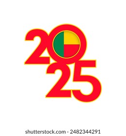 Anuncio de 2025 con la bandera de Benín adentro. Ilustración vectorial.