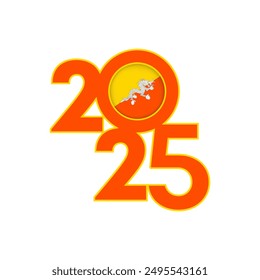 2025 Banner mit Bhutanflagge im Inneren. Vektorillustration.