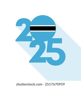 2025 banner with Botswana flag inside. Vector illustration.