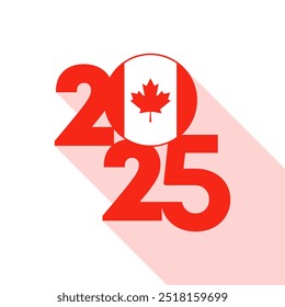 Anuncio de 2025 con la bandera de Canadá en el interior. Ilustración vectorial.
