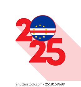 Banner 2025 com bandeira de Cabo Verde no interior. Ilustração vetorial.