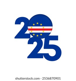 Banner 2025 com bandeira de Cabo Verde no interior. Ilustração vetorial.