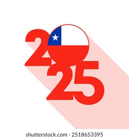 Banner 2025 com bandeira do Chile dentro. Ilustração vetorial.