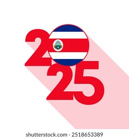 2025 banner with Costa Rica flag inside. Vector illustration.