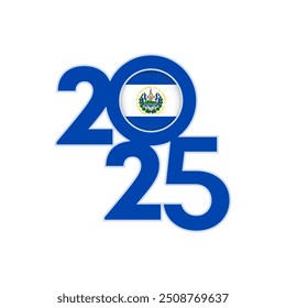 Banner 2025 com bandeira de El Salvador dentro. Ilustração vetorial.