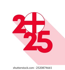 2025 banner with England flag inside. Vector illustration.