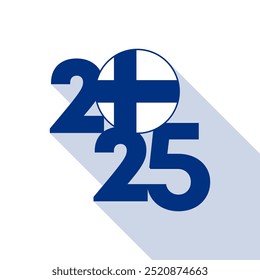 2025 banner with Finland flag inside. Vector illustration.