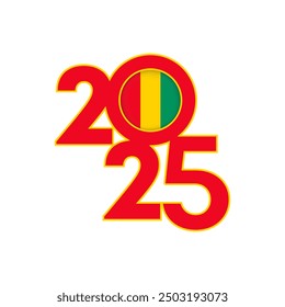 Banner 2025 mit Guinea-Flagge im Inneren. Vektorgrafik.