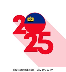 Anuncio de 2025 con la bandera de Liechtenstein en el interior. Ilustración vectorial.