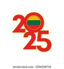 Anuncio de 2025 con la bandera de Lituania en el interior. Ilustración vectorial.