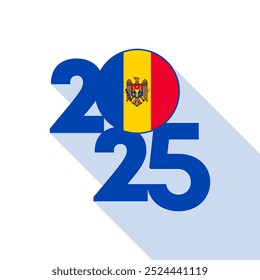 Banner 2025 mit Moldau-Flagge im Inneren. Vektorgrafik.