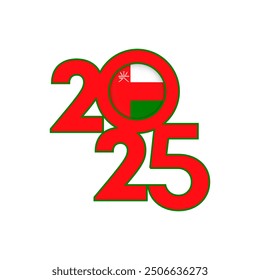 Anuncio de 2025 con bandera de Omán en el interior. Ilustración vectorial.