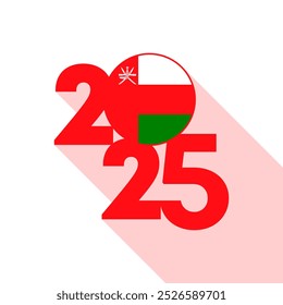 Banner 2025 com bandeira de Omã dentro. Ilustração vetorial.