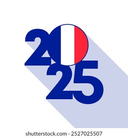 2025 banner with Reunion flag inside. Vector illustration.