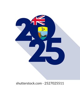 2025 banner with Saint Helena, Ascension and Tristan da Cunha flag inside.