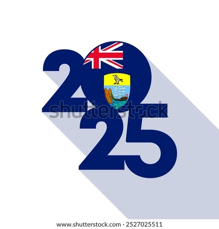 2025 banner with Saint Helena, Ascension and Tristan da Cunha flag inside.