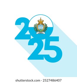 Banner 2025 com bandeira de São Marinho dentro. Ilustração vetorial.