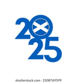 2025 banner with Scotland flag inside. Vector illustration.