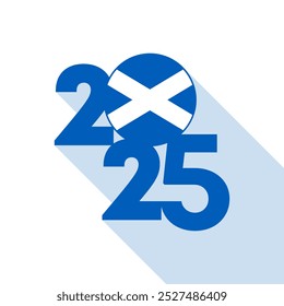 2025 banner with Scotland flag inside. Vector illustration.