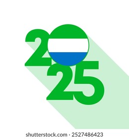 2025 banner with Sierra Leone flag inside. Vector illustration.