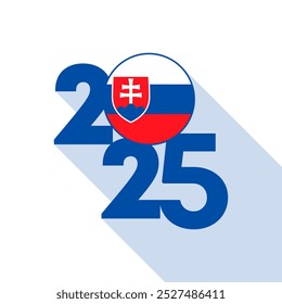 2025 banner with Slovakia flag inside. Vector illustration.