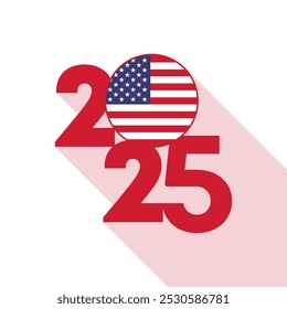 2025 banner with US flag inside. Vector illustration.