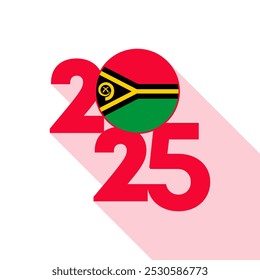 Banner 2025 com bandeira de Vanuatu. Ilustração vetorial.