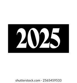 2025 black silhouette vector illustration on white background.
