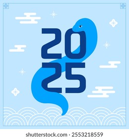 2025 Blue Snake Year, Snake Character, Holiday, New Year's Card, bok, Seollal image