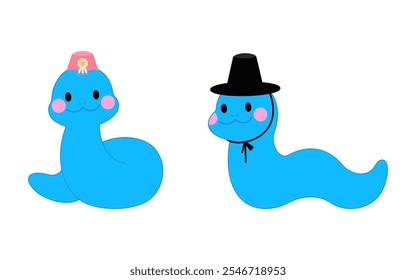 2025 Blue Snake Year, New Year's Character, Snake Character, Holiday, New Year's Card, Korean Tradition, Snake Couple