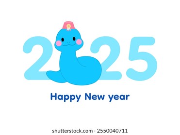 2025 Blue Snake Year, New Year's Character, Snake Character, Holiday, New Year's Card