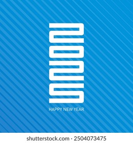2025 in Bold, Futuristic New Year Design. Striking White Numbers on Blue Stripes. Minimalist Elegance Meets Modern Typography. Perfect for Holiday Cards and Corporate Greetings.