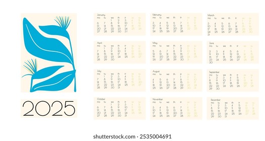 2025 Calendário Vetorial de Doodles de Flor Botânica. Planner de parede de verão abstrato. Desenho animado moderno Flores e folhas agenda. Cópia arquivada em 15 de julho de 2013 "Positive Daisy Art Deco Prints" . 