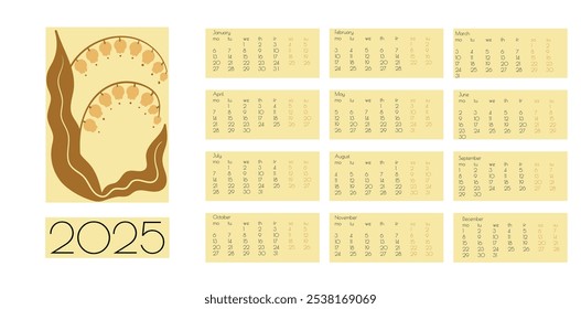 2025 Calendário Vetorial de Doodles de Flor Botânica. Planner de parede de verão abstrato. Desenho animado moderno Flores e folhas agenda. Cópia arquivada em 15 de julho de 2013 "Positive Daisy Art Deco Prints" . 