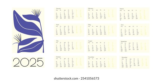 2025 Calendário Vetorial de Doodles de Flor Botânica. Planner de parede de verão abstrato. Desenho animado moderno Flores e folhas agenda. Cópia arquivada em 15 de julho de 2013 "Positive Daisy Art Deco Prints" . 