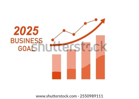 2025 business goal concept vector illustration. Business investment profit, achievement  and success