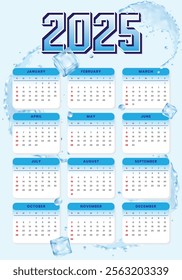 2025 calendar with blue ice