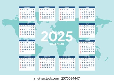 2025 Calendar Concept. Colored flat vector illustration isolated.