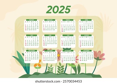 2025 Calendar Concept. Colored flat vector illustration isolated.